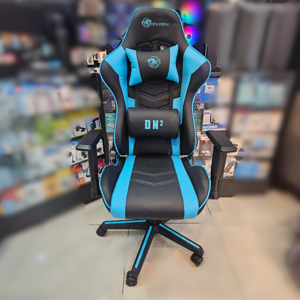 (CA0038) CADEIRA GAMER DRAXEN DN2 PRETO/AZUL CELESTE