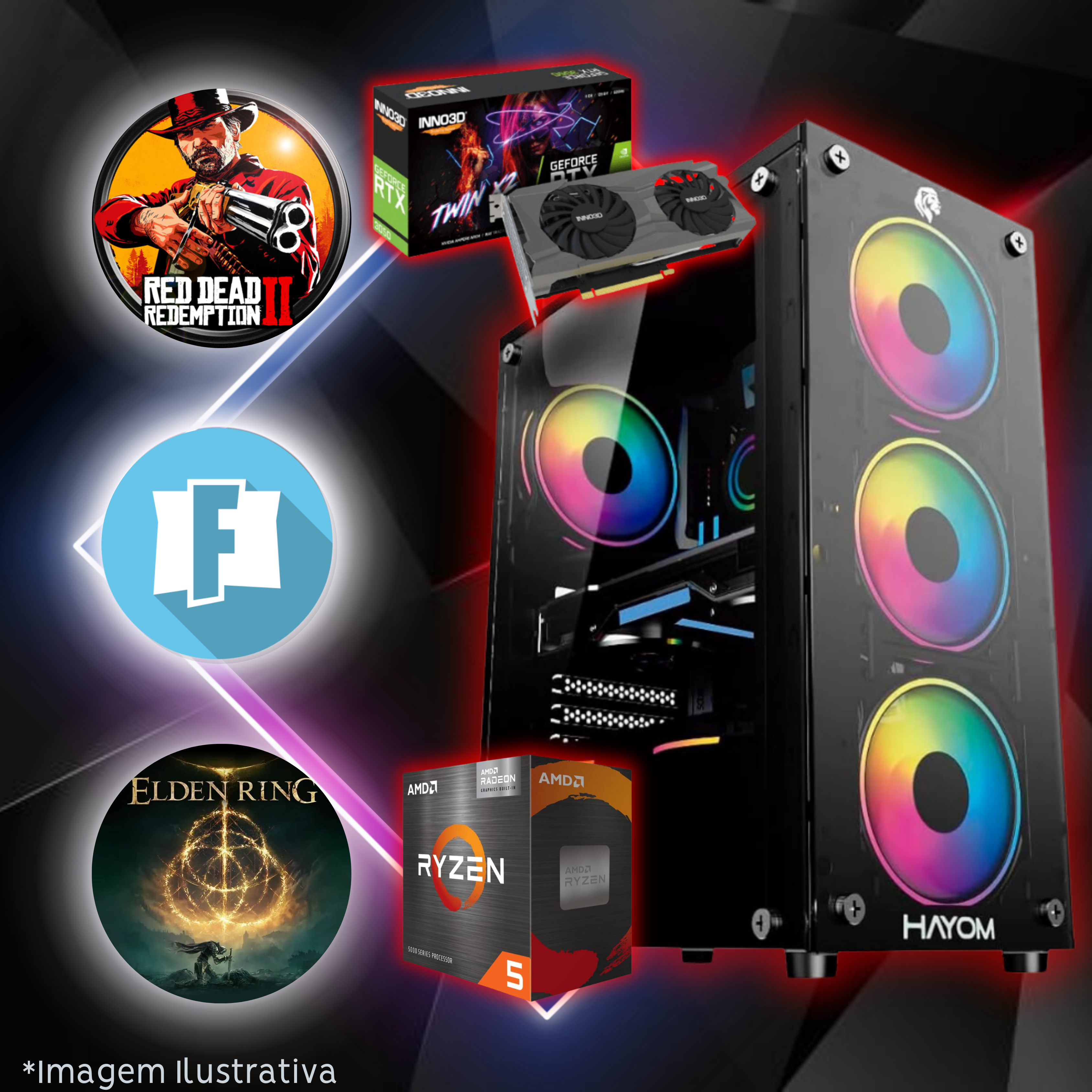(PC0062) RYZEN 5500 + RTX 3050 6GB